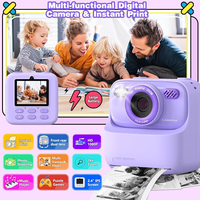 masterbee Kid Camera Instant Print Photo, Birthday Gifts - Image 2