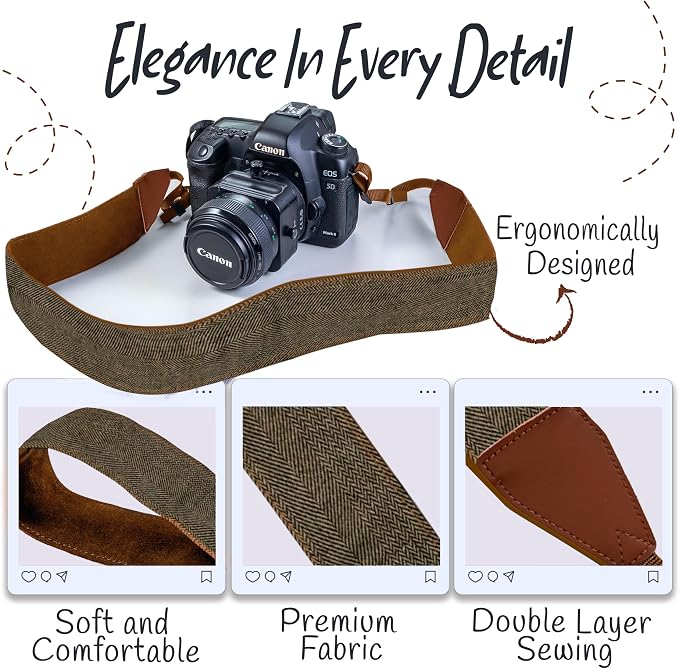 Art Tribute Camera Strap, Vintage Embroidered Neck Shoulder & Crossbody Camera - Image 3