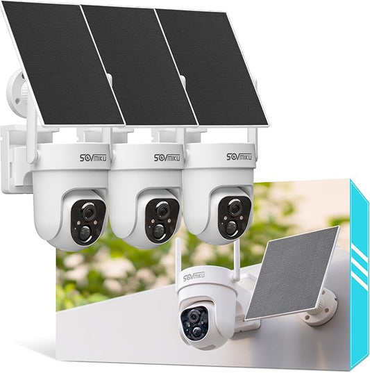 Sovmiku 3CQ4 192GB 2K AI Solar Security Camera Wireless Outdoor, Battery by sovmiku