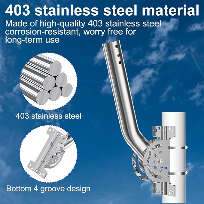 430 Stainless Steel Heavy Duty Antenna Pole Mount, WiFi Extender, Cellular - Image 2