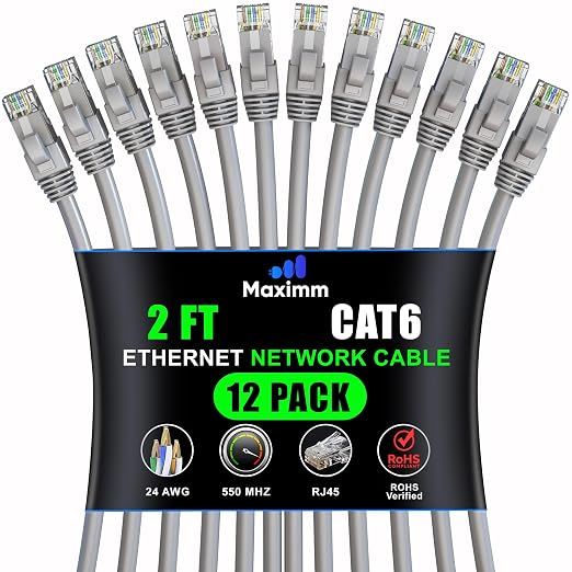 Maximm Cat 6 Ethernet Cable 2 ft by MaximmCable