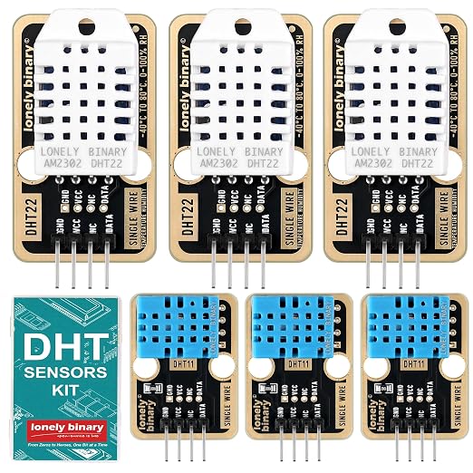 Lonely Binary 6pcs DHT22 DHT11 Gold Edition Digital Temperature Humidity Sensor by LONELYBINARY