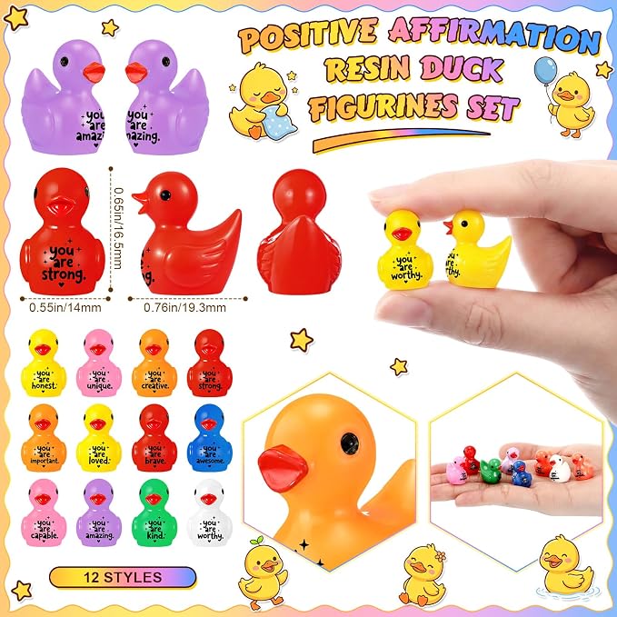 Skylety 24 Pcs Back to School Mini Resin Ducks - Image 2