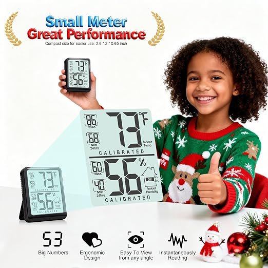 Antonki Room Thermometer, Digital Small Hygrometer Indoor Thermometer Humidity - Image 3