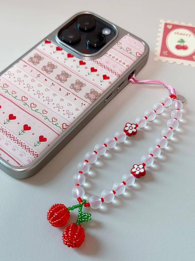 Drawwind Phone Charm Beaded Wristlet Strap Universal Cell Phone Lanyard Cute - Image 4