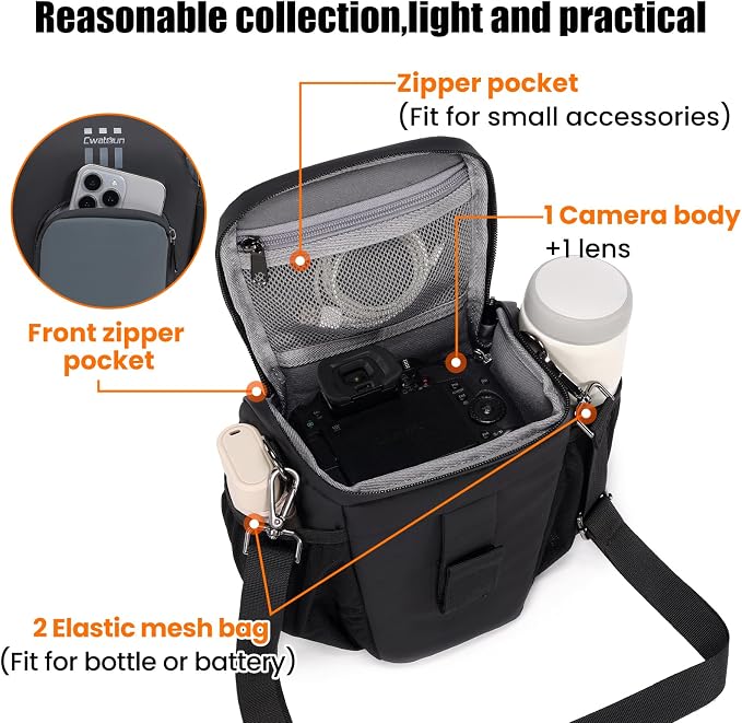 Cwatcun Camera Sling Bag Small, Compact DSLR Waterresistant Shoulder Bag - Image 3