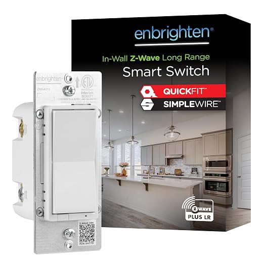 Enbrighten 800 Series Z-Wave On/Off Paddle Switch, Long Range 800LR, Quick Fit by Enbrighten