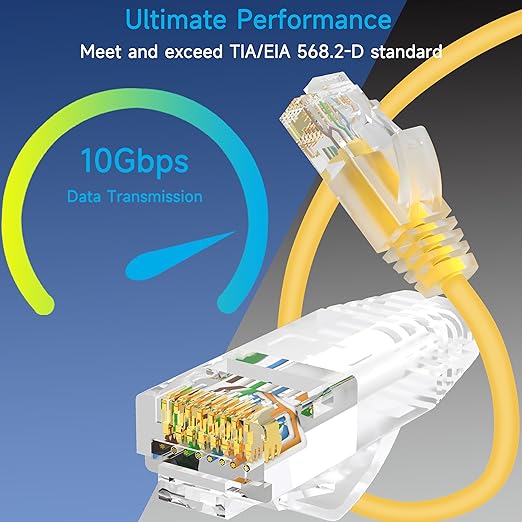 Cat6a Slim Ethernet Patch Cable 1 ft, Cat6a Patch Cable - Image 2