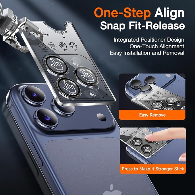 LK 2 Pack for iPhone 17 Pro/17 Pro Max Camera Lens Protector One-Click - Image 3