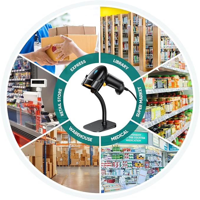 Barcode Scanner with Stand: USB Wired Inventory 2D 1D QR Code Scanner, - Image 8