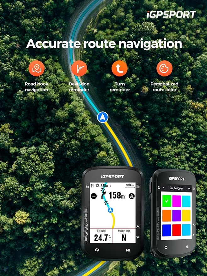 iGPSPORT BSC200S GPS Bike Computer, Wireless Route Navigation 2.4'' Screen - Image 2