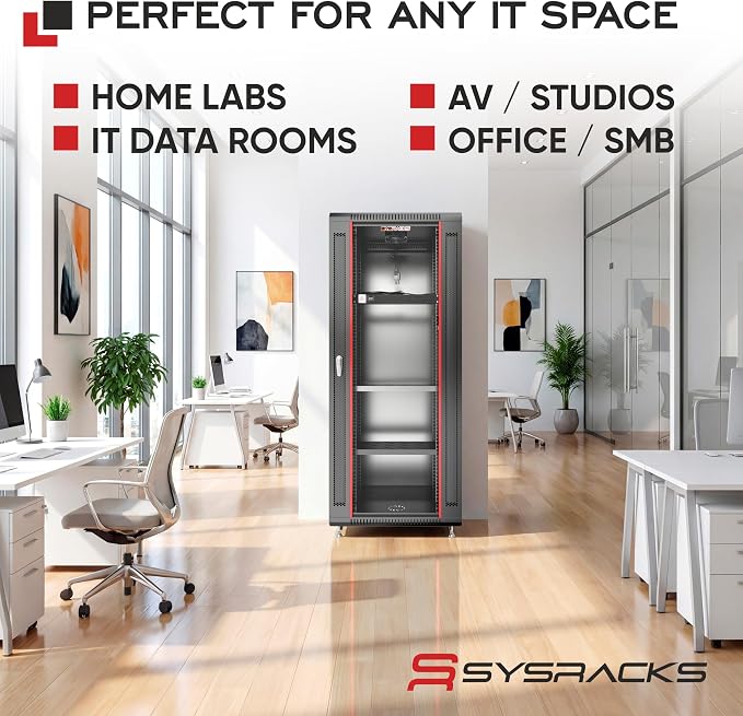 22U Wall Mount Server Rack Cabinet – 19" Network Rack Enclosure, PDU & Shelf - Image 8