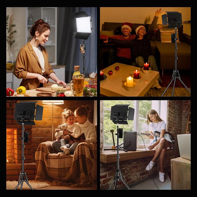 2Pack LED Video Light Kit with Barn Door, 12.6" Panel Bi-Color 280 LED Beads - Image 7
