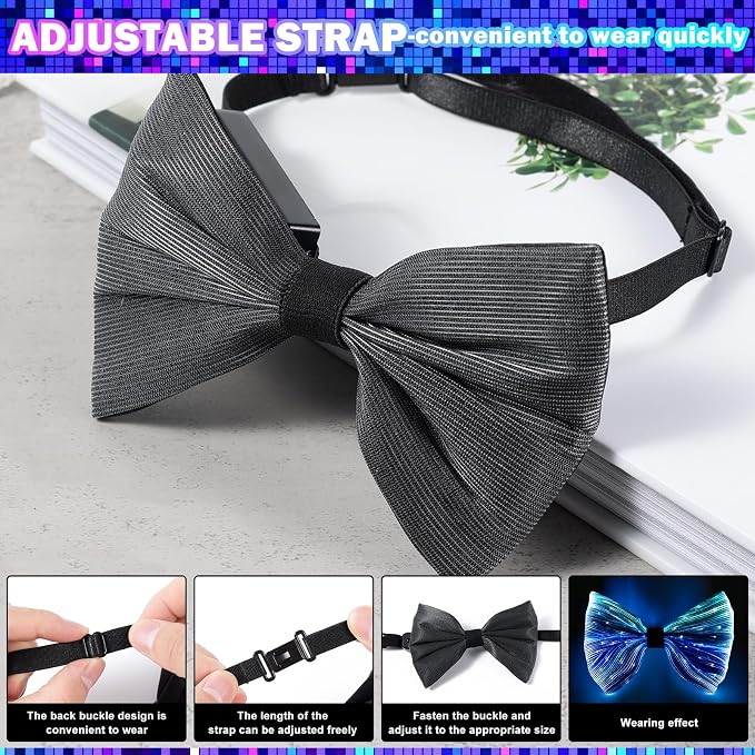 light up bow tie LED Fiber Optic Bowtie 7 Colors & 5 Modes - Image 3