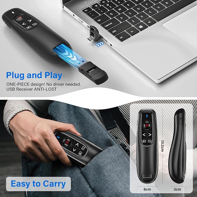 2-in-1 USB Type C Presentation Clicker, Wireless Presentation Clicker - Image 4