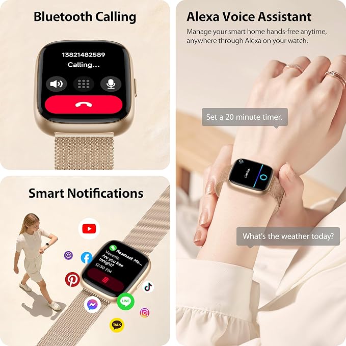 Smart Watch for Women with Alexa Built-in, 1.83" HD Touchscreen Fitness Tracker - Image 2