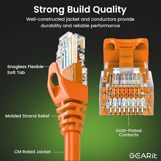 GEARit Cat 6 Ethernet Patch Cable 2 ft Orange - Image 2