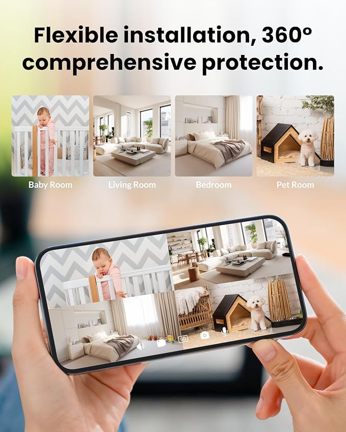 Dual Lens Security Camera Indoor 5G/2.4G WiFi, 2K+2K Pet Camera - Image 6