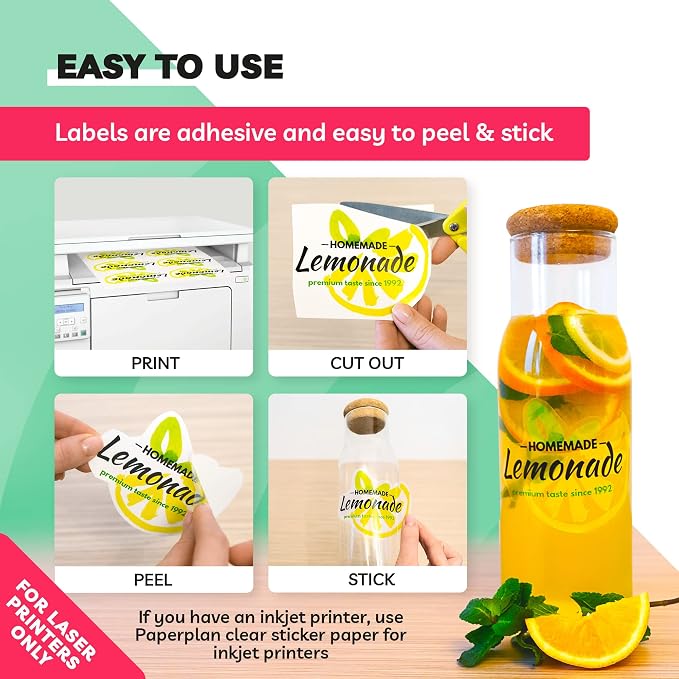 Clear Sticker Paper for Laser Printer -, 8.5 x 11" Letter Size, Glossy Vinyl - Image 6