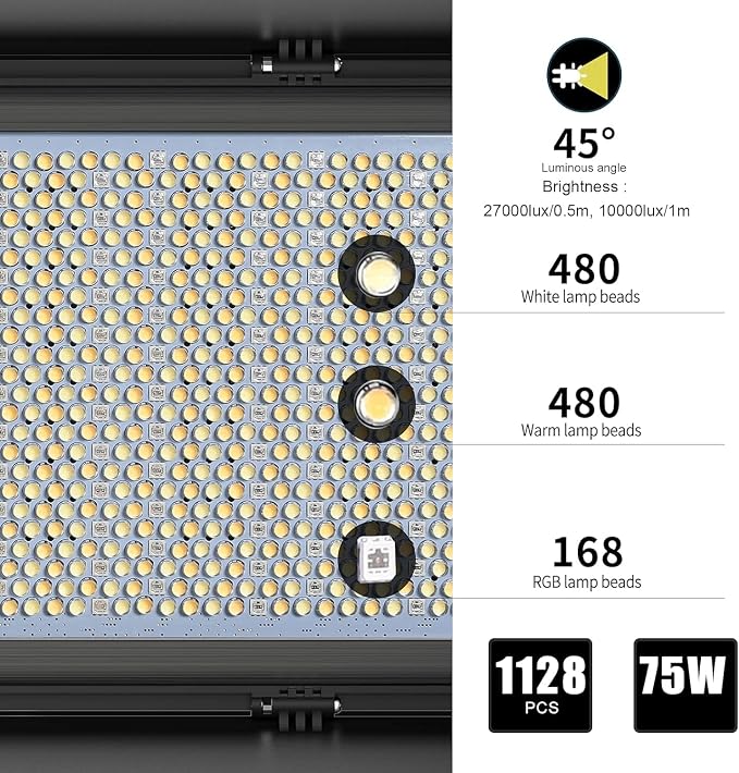 GVM 1500D RGB Video Light, 75W Dimmable Bi-Color Panel Light - Image 9