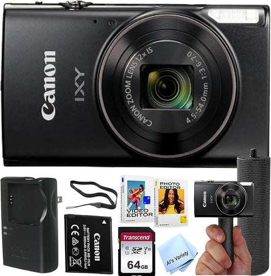 Canon PowerShot IXY 650 HS Digital Camera + 64GB Memory + Stabilizing Grip + by Amazon+Renewed