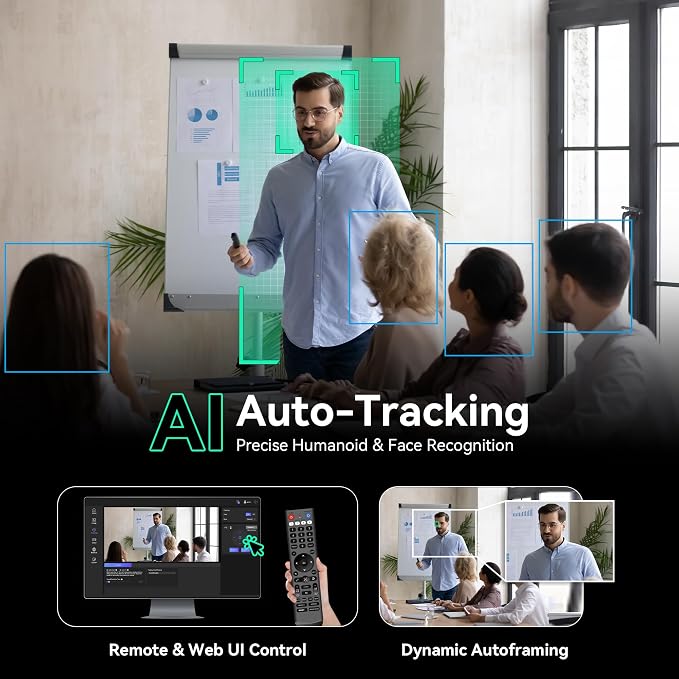 Tenveo 4K NDI PTZ Camera AI Humanoid & Face Auto-Tracking HDMI/USB3.0/LAN 20X - Image 4