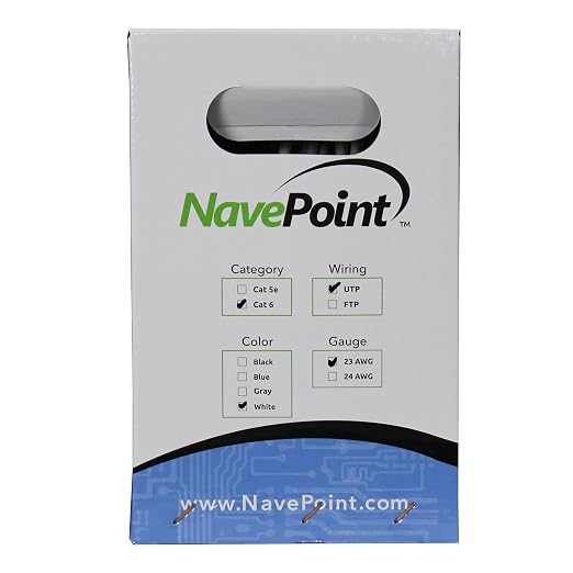 NavePoint Cat6, Solid Bulk Ethernet Cable, 23AWG 4 Pair, Unshielded Twisted Pair - Image 2