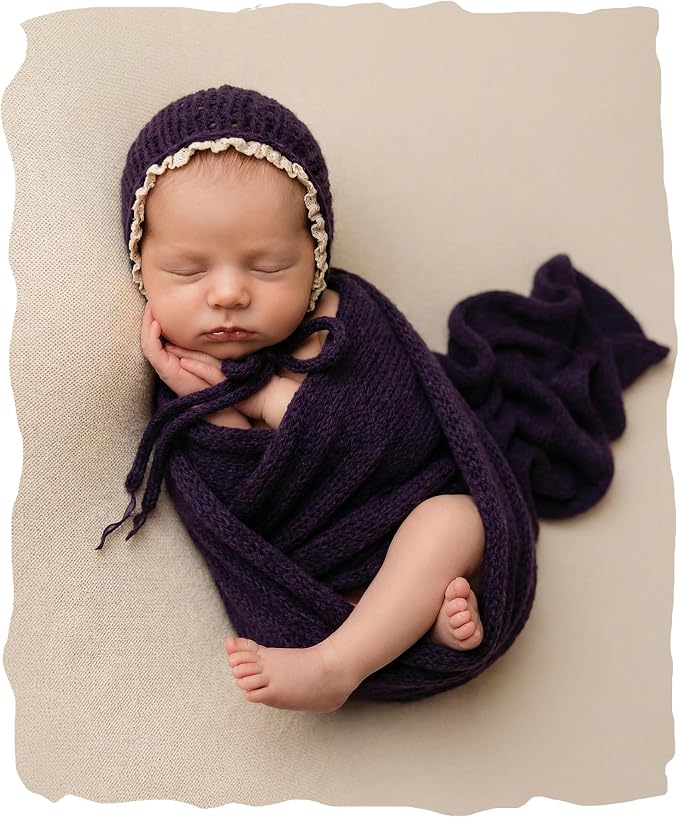 Newborn Photography Props Wraps & Ruffle Edge Bonnet by CHICODISE