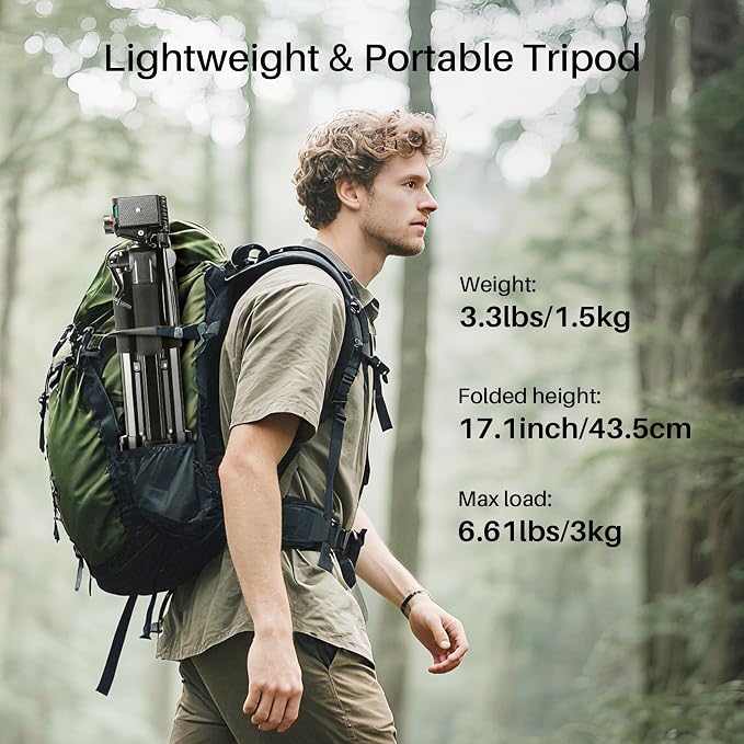 74'' Camera Tripod, Fotopro Lightweight Aluminum Travel Tripod - Image 5