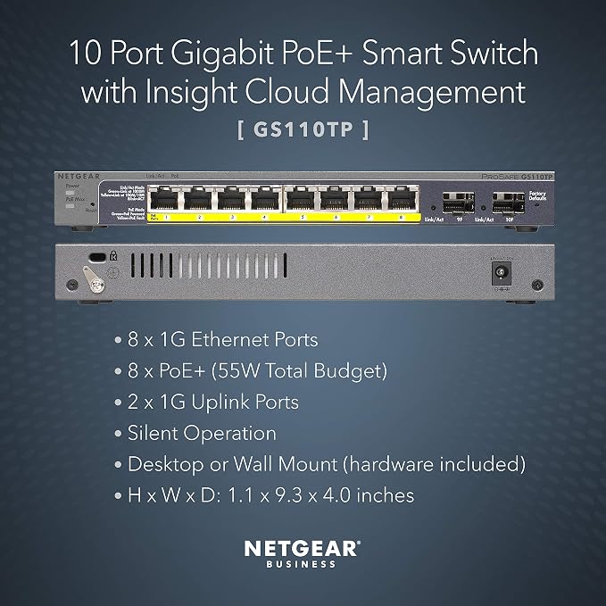 NETGEAR 10-Port PoE Gigabit Ethernet Smart Switch - Image 2