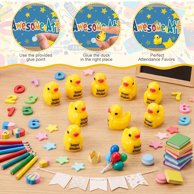 Skylety 50 Pcs Awesome Attendance Resin Duck, Perfect Attendance Awards - Image 7