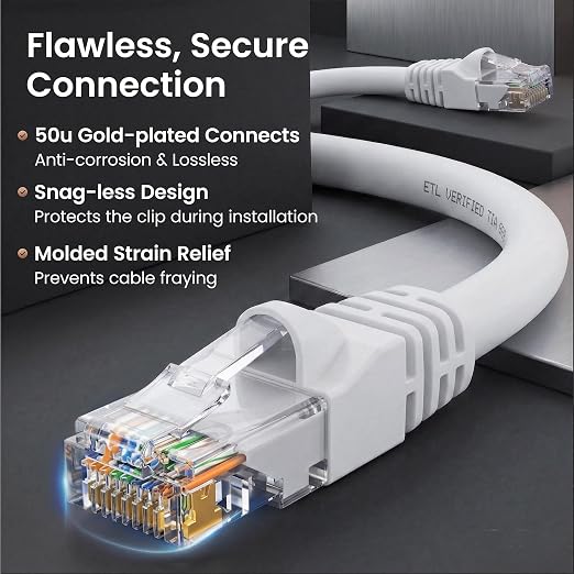 GEARit Cat 6 Ethernet Patch Cable 15 ft White Cat6 Patch Cables 15ft - Image 4