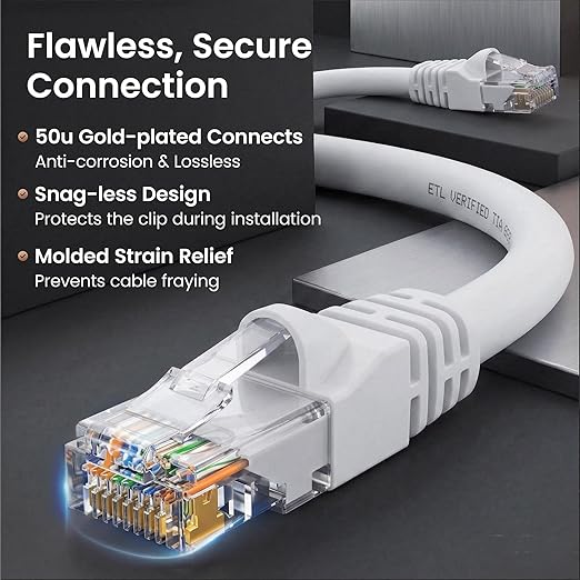 GEARit Cat 6 Ethernet Patch Cables 3 ft White, High Speed 24AWG 10Gbps RJ45 - Image 4