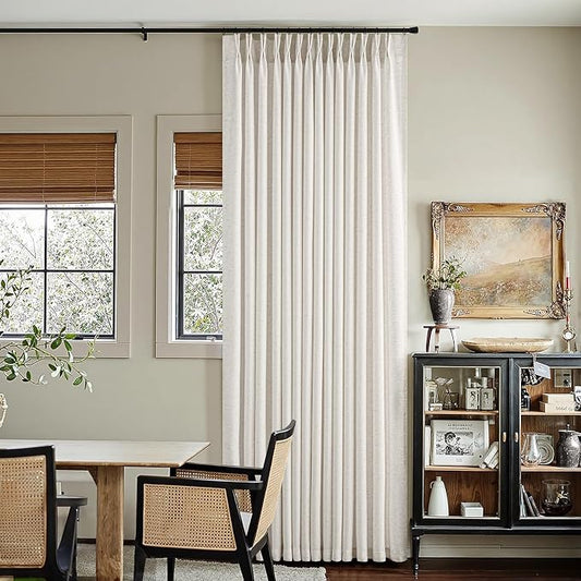 Memory Trained Pinch Pleated Curtains 84 Inches Long, Viral Linen Pinch Pleat by ANRODUO