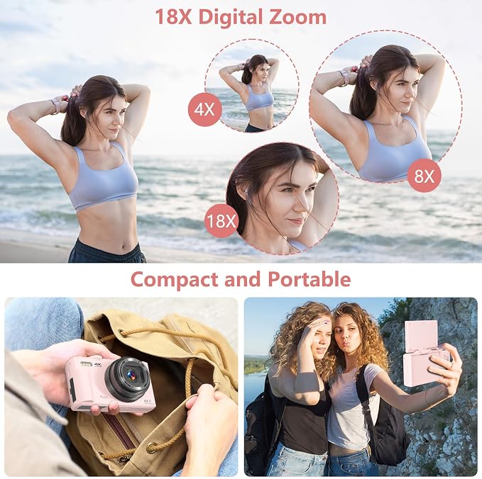Digital Camera for Photography, 4K Vlogging Camera for YouTube 3" 180° Flip - Image 4