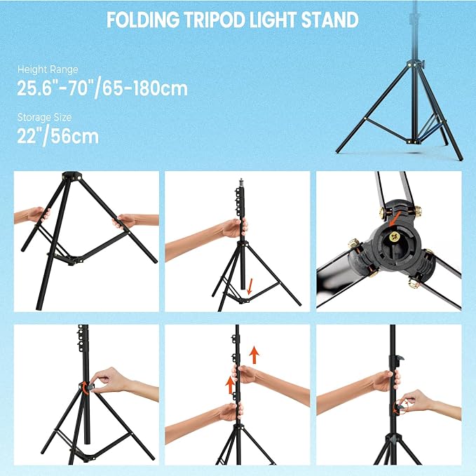 22" Large Ring Light with Stand, Foldable LED Big Ring Light Tripod - Image 4