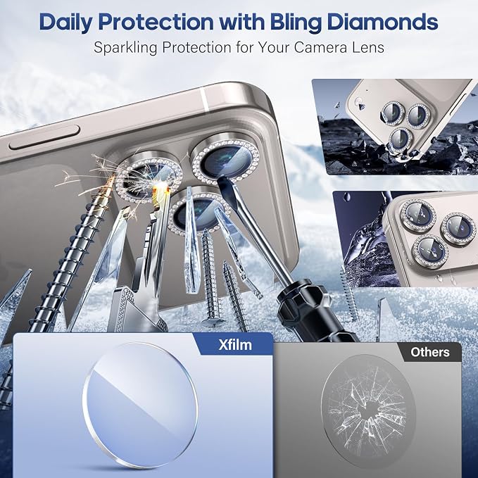 for iPhone 17 Pro / 17 Pro Max Camera Lens Protector Bling, Individual Diamond - Image 3