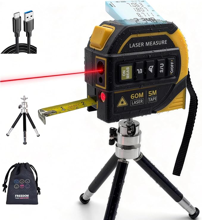 4-in-1 Laser Tape Measure with Level, 16Ft Ruler, 197Ft Laser | Almighty by Linglance