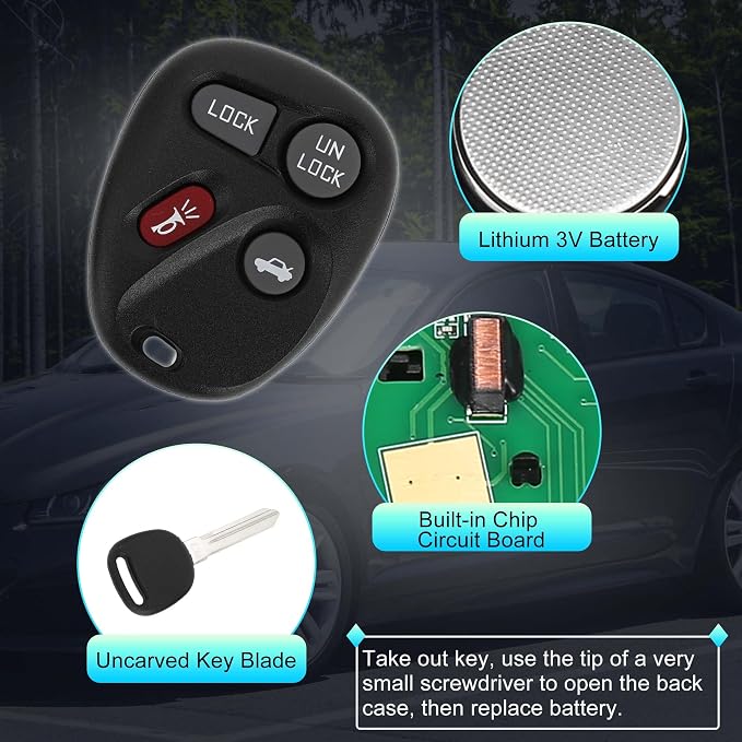X AUTOHAUX 315MHz KOBLEAR1XT Keyless Entry Remote Ignition Transponder Key Fob - Image 4
