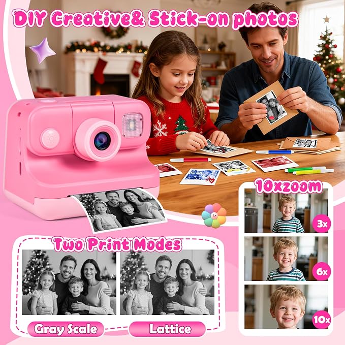 Kids Instant Print Camera with Carrying Bag, 1080P HD Girl Camera with 4 Print - Image 5