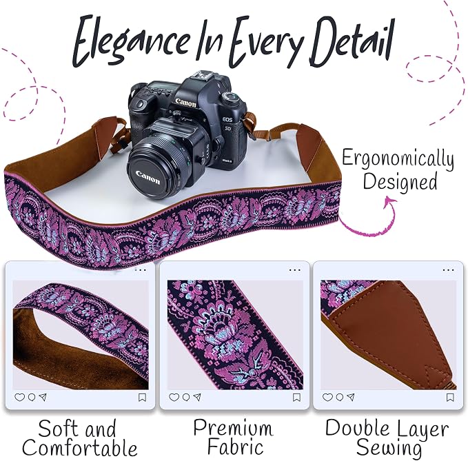 Art Tribute Camera Strap For Photographers Padded Universal Fit Neck Shoulder & - Image 3