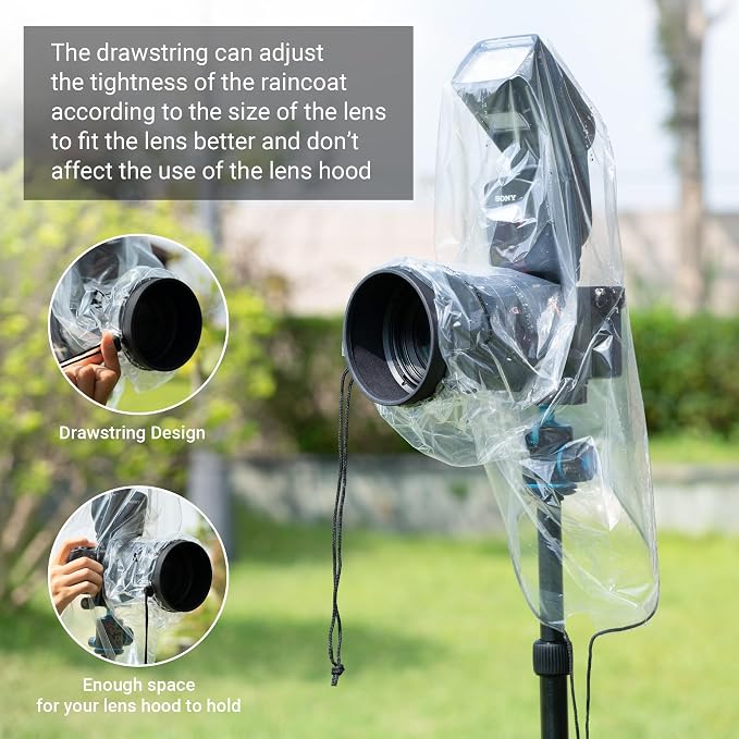 2 Pack Camera Rain Cover with Flash Clear Dust Proof Sleeve Protection - Image 3