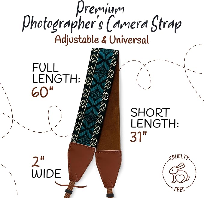 Art Tribute Camera Strap, Vintage Embroidered Neck Shoulder & Crossbody Camera - Image 5
