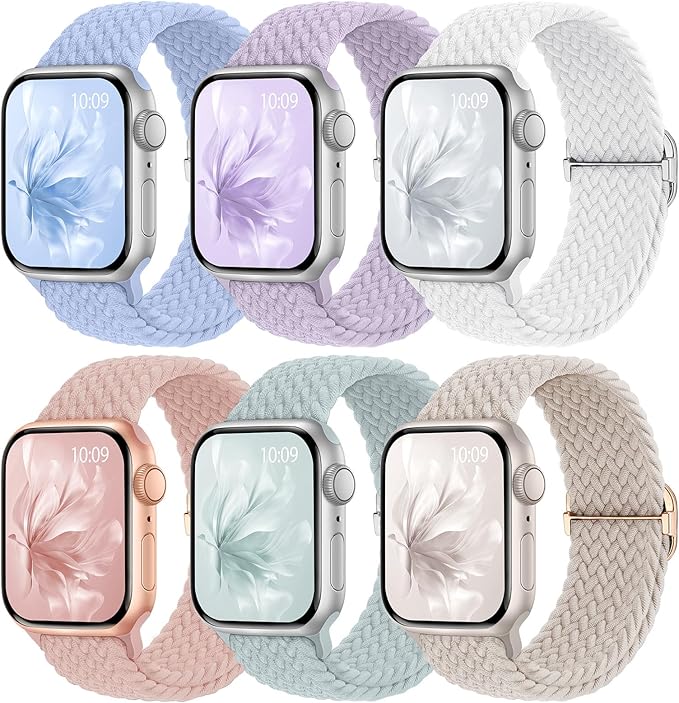6 Pack Braided Stretchy Bands Compatible by KnossenWatchBand