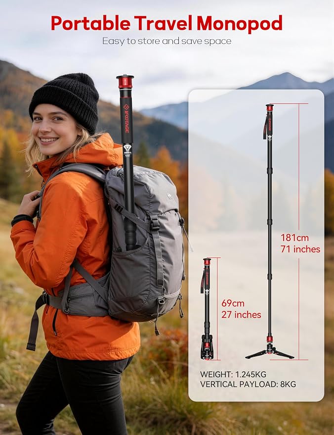 IFOOTAGE Monopod Cobra 3 A180T, Telescopic Video Mono pod Compatible - Image 9