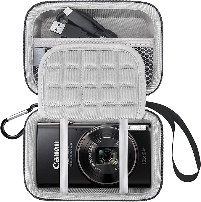 Lacdo Camera Carrying Case for Canon PowerShot ELPH 360/200/185/180/190/350 by Lacdo
