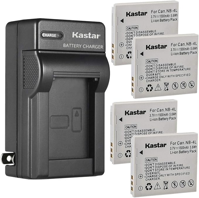 Kastar 4-Pack Battery and AC Wall Charger Replacement by Kastar