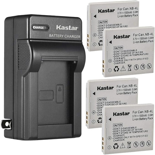 Kastar 4-Pack Battery and AC Wall Charger Replacement by Kastar
