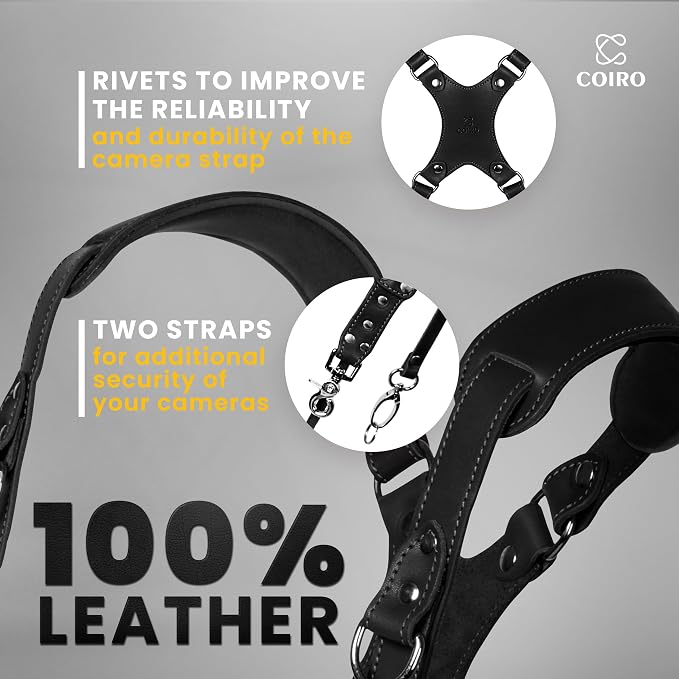 C Coiro Dual Camera Harness Shoulder Leather Camera Strap - Image 4
