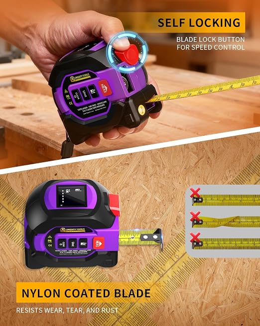 3 in 1 Digital Laser Tape Measure, 197ft/60m Laser Distance Meter, 16ft/5m - Image 4